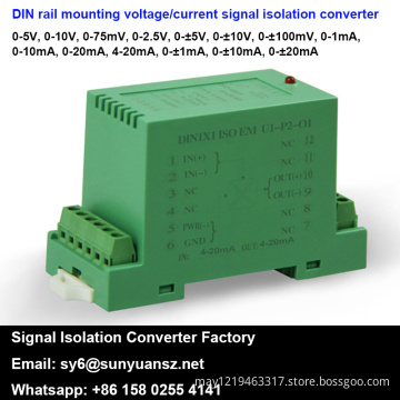 DIN Rail Mounted Voltage/Current Signal Isolation Amplifier